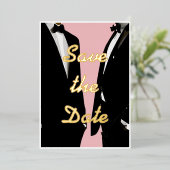 エレガントモダンゲイ結婚金ゴールド 箔招待状 (立ち正面)