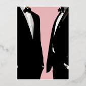 エレガントモダンゲイ結婚金ゴールド 箔招待状 (裏面)