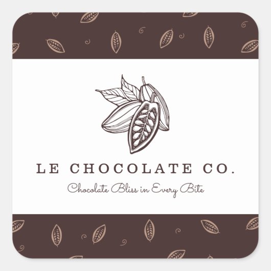 エレガントモダンココア豆 スクエアシール (正面)