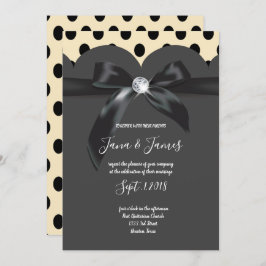 エレガントモダンシック結婚リボンカード 招待状