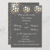 エレガントモダンシック金ゴールド/ブロンズ結婚紙吹雪 招待状 (正面/裏面)