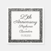 エレガントモダンシルバー25結婚周年記念 スタンダードカクテルナプキン (正面)