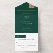 エレガントモダンシンプルエメラルドフォーマルシッ結婚ク オールインワン招待状 (内側)