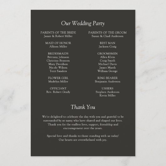 エレガントモダンシンプルエレメント結婚の プログラム (裏面)