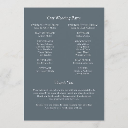 エレガントモダンシンプルエレメント結婚の プログラム (裏面)