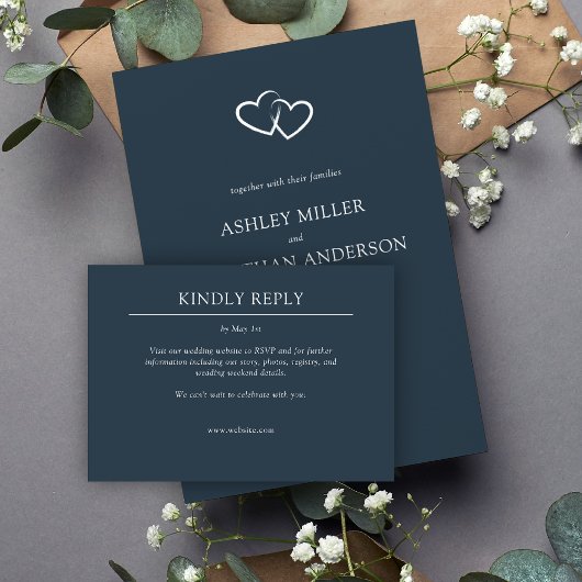 エレガントモダンシンプルエレメント結婚の 出欠カード