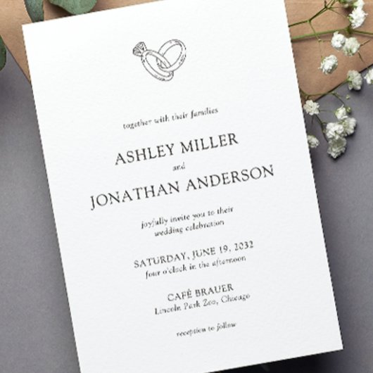 エレガントモダンシンプルエレメント結婚の 招待状