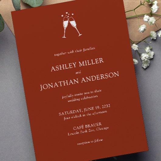 エレガントモダンシンプルエレメント結婚の 招待状