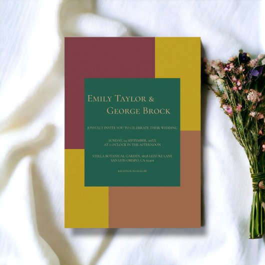 エレガントモダンシンプルカラフル結婚スタイリッシュの 招待状