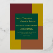 エレガントモダンシンプルカラフル結婚スタイリッシュの 箔招待状 (正面)