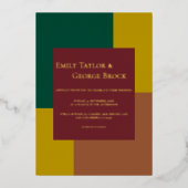 エレガントモダンシンプルカラフル結婚フォーマルの 箔招待状 (正面)