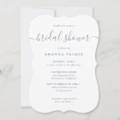 エレガントモダンシンプルダスティブルーブライダルシャワー 招待状 (正面)