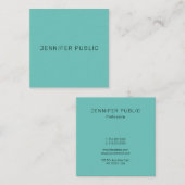 エレガントモダンシンプルテンプレートトレンディー光ティール(緑がかった色) スクエア名刺 (正面/裏面)