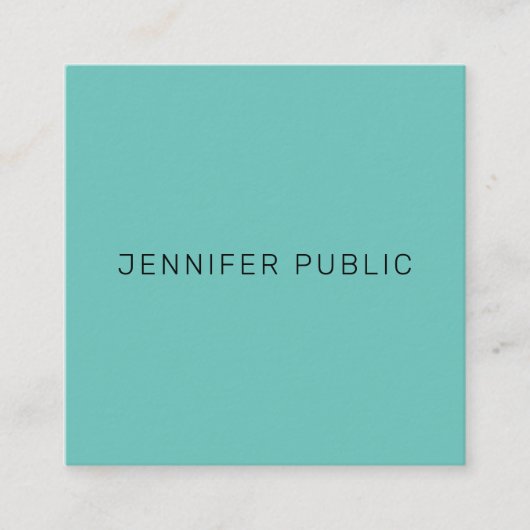 エレガントモダンシンプルテンプレートトレンディー光ティール(緑がかった色) スクエア名刺 (正面)