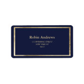 エレガントモダンシンプルネイビーフェイクブルー金ゴールド ラベル (正面)