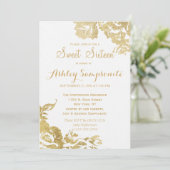 エレガントモダンシンプルバラフローラ金ゴールドスウィート16 招待状 (スタンド正面)