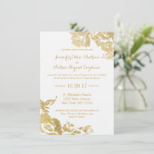エレガントモダンシンプルバラフローラ金ゴールド披露宴 招待状 (スタンド正面)