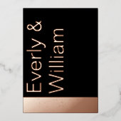 エレガントモダンシンプルバラ金ゴールド 箔招待状 (正面)