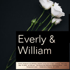 エレガントモダンシンプルバラ金ゴールド 箔招待状