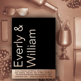 エレガントモダンシンプルバラ金ゴールド 箔招待状