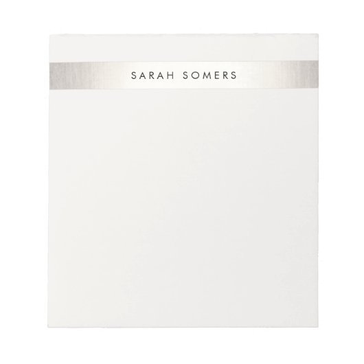 エレガントモダンシンプルフェイク銀ストライプの銀 ノートパッド (正面)