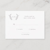 エレガントモダンシンプルフォーマルモノグラム結婚式RSVP エンクロージャーカード (正面)