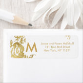 エレガントモダンシンプルフローラ金ゴールドアドレス ラベル (インサイチュ)