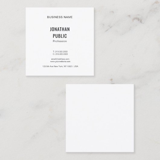 エレガントモダンシンプルプロフェッショナルトレンディーテンプレート スクエア名刺 (正面/裏面)