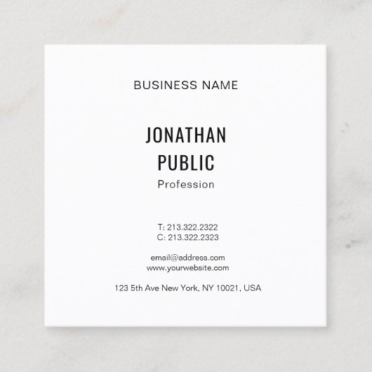 エレガントモダンシンプルプロフェッショナルトレンディーテンプレート スクエア名刺 (正面)
