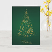 エレガントモダンシンプルミニマルなクリスマスツリー カード (黄色い花)