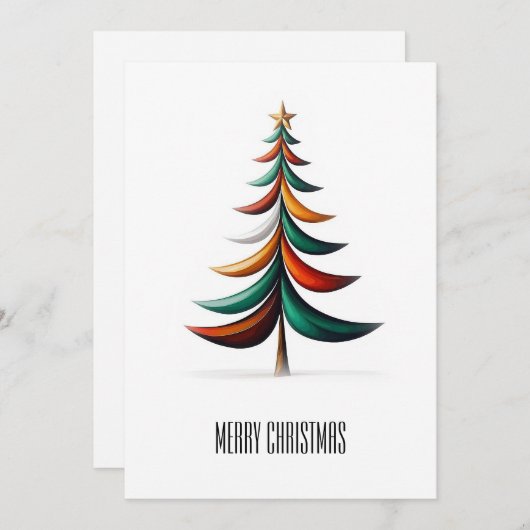 エレガントモダンシンプルミニマルなクリスマスツリー シーズンカード (正面/裏面)