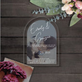 エレガントモダンシンプルミニマル写真結婚ズ アクリル招待状