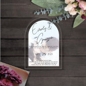 エレガントモダンシンプルミニマル写真結婚ズ アクリル招待状