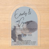 エレガントモダンシンプルミニマル写真結婚ズ アクリル招待状 (正面)