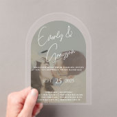 エレガントモダンシンプルミニマル写真結婚ズ アクリル招待状 (インサイチュ (ポータブル))