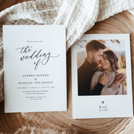 エレガントモダンシンプルミニマル写真結婚ズ 招待状