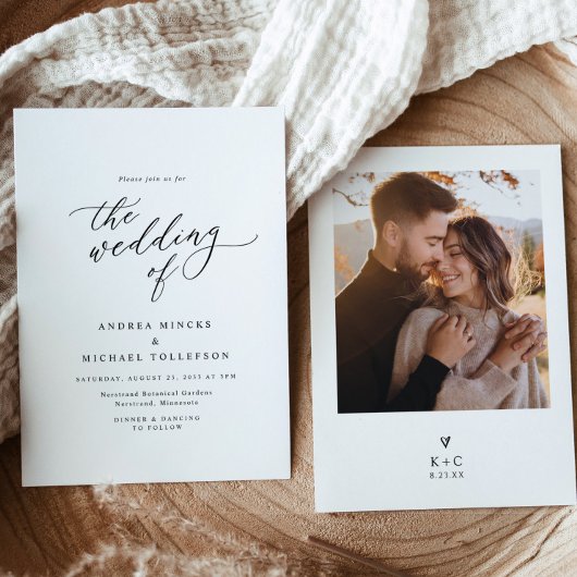 エレガントモダンシンプルミニマル写真結婚ズ 招待状