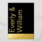 エレガントモダンシンプルミニマル金ゴールド結婚ズ 箔招待状 (正面)