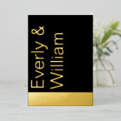 エレガントモダンシンプルミニマル金ゴールド結婚ズ 箔招待状 (立ち正面)