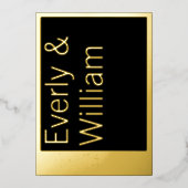 エレガントモダンシンプルミニマル金ゴールド結婚ズ 箔招待状 (正面)