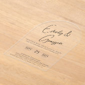 エレガントモダンシンプルミニマ結婚リスト アクリル招待状 (レイダウン)