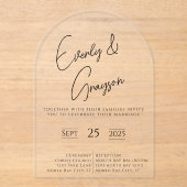 エレガントモダンシンプルミニマ結婚リスト アクリル招待状 (正面)