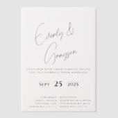 エレガントモダンシンプルミニマ結婚リスト ベラム紙招待状 (正面)