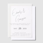 エレガントモダンシンプルミニマ結婚リスト ベラム紙招待状 (オフセット)