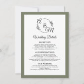 エレガントモダンシンプルモスグリーン結婚詳細 招待状 (正面)