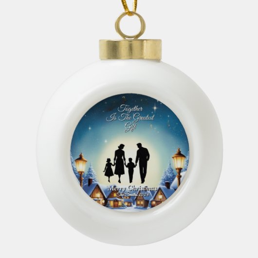 エレガントモダンシンプルヴィンテージ家族の写真 セラミックボールオーナメント (正面)