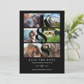 エレガントモダンシンプル写真のコラージュ名結婚の セーブザデート (スタンド正面)