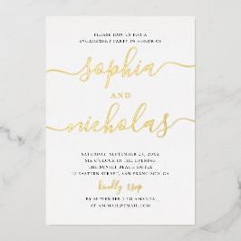 エレガントモダンシンプル婚約パーティ 箔招待状