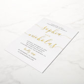 エレガントモダンシンプル婚約パーティ 箔招待状 (回転した状態)