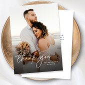 エレガントモダンシンプル書道写真結婚s サンキューカード